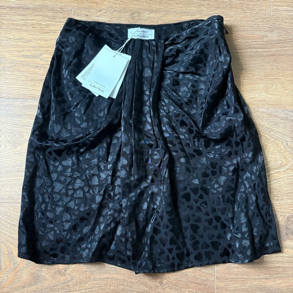 NWT &Other Stories Black Heart Pattern Mini Skirt